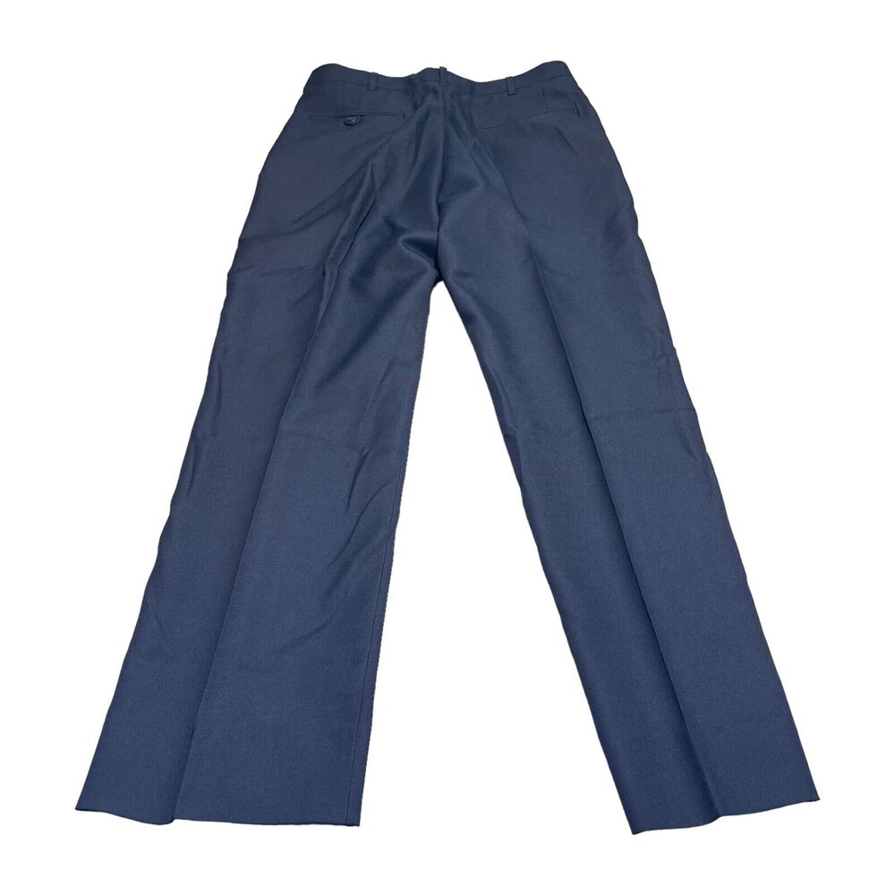 Spartacus Dress Pants Men's 33 Navy Blue 100% Polyester Slash Pockets High-Rise - Picture 2 of 7